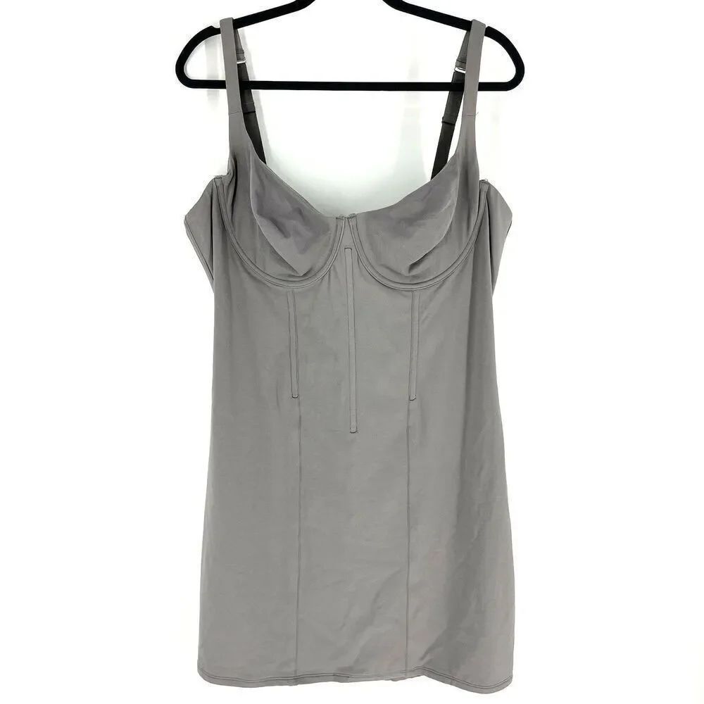 Skims Dress Size 4X Womens Gray Stretch Corset Sleeveless Bodycon Mini Slimming
